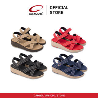 GAMBOL แกมโบล รองเท้าแตะ สวม แฟชั่น รัดส้น ส้นเตารีด ผู้หญิง GW45045 Size 36-39