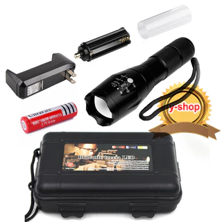 CREE XML T6 LED Zoomable Flashlight Torch 5 Modes ไฟฉาย แรงสูง ซูมได้ พร้อมอุปกรณ์ครบชุด พร้อมถ่านชาร์จ4800mah*