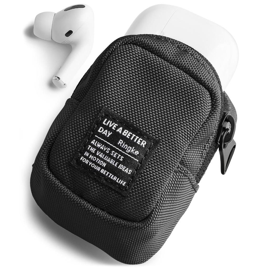 Ringke Mini Pouch Block กระเป๋าใบเล็กคุณภาพสูงที่ทนทานพร้อมปิดซิปสําหรับหูฟังและอุปกรณ์เสริมขนาดเล็ก