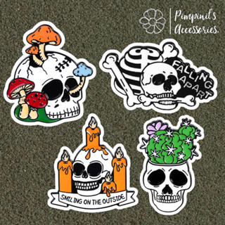 ʕ •ᴥ•ʔ ✿ พร้อมส่ง : เข็มกลัดเซ็ทหัวกระโหลก, กระบองเพชรและเห็ด | Skull, Cactus &amp; Mushroom Enamel Brooch Pin Set.