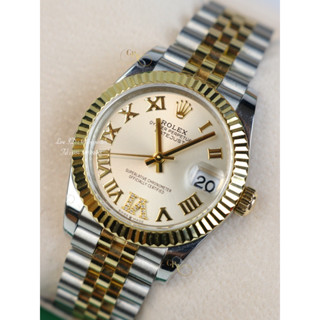 Rolex Datejust 31 mm. 2tone yellow gold silver dial automatic Swiss movement