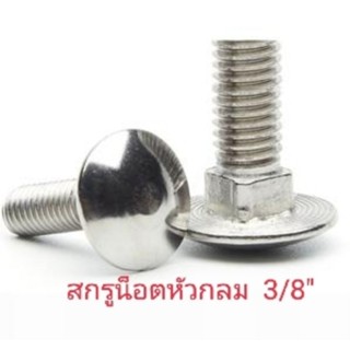 สกรูน็อตหัวกลม ขนาด  3/8 " (ไม่ชุบ) พร้อมน็อตตัวเมีย