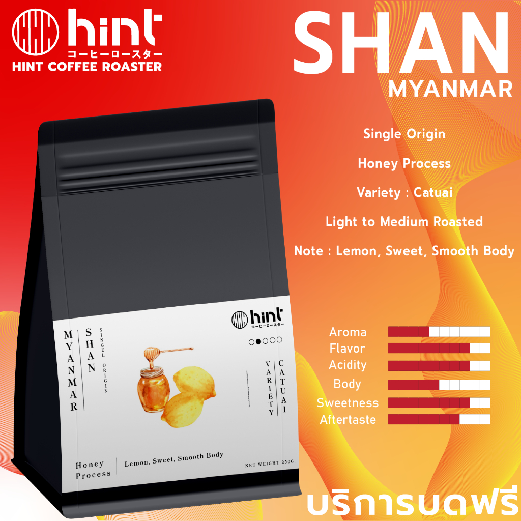Hint Coffee Roaster Myanmar Shan Process Honey  คั่วกลางอ่อน
