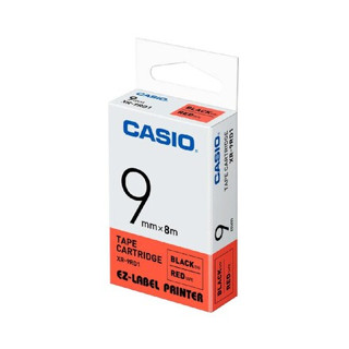 Casio XR-9RD1 เทปพิมพ์ฉลากพื้นสีแดงตัวหนังสือสีดำ