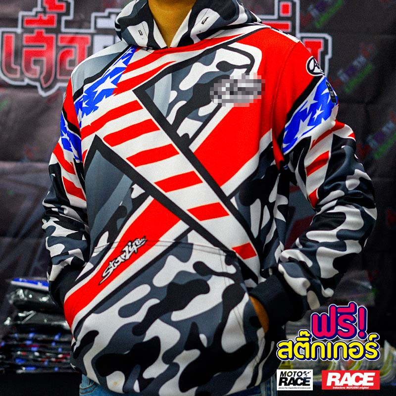 KGNPRO เสื้อฮู้ด LAGUNA ลากูน่า ใส่ขับรถ กันแดด กันลม เสื้อฮู้ดพิมพ์ลาย Motorcycle Jacket