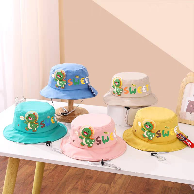 [พร้อมส่ง] หมวกเด็ก 12เดือน-6ปี รอบหัว:51-53 cm. หมวกบักเก็ต (Bucket) ติดตุ๊กตาไดโนเสาร์ (SWEET) หมวกแฟชั่นเด็ก