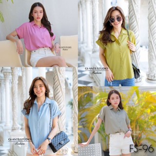 พร้อมส่ง FS-96 เสื้อเชิ้ตแขนล้ำ ทรงสวย🍭แพทเทิร์นเริ่ด งานป้าย