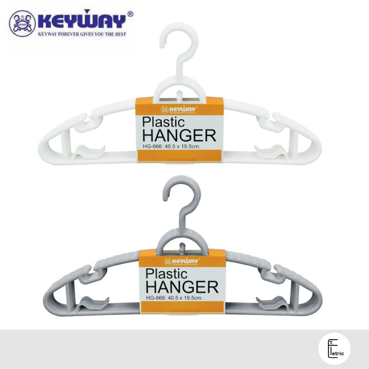 [เลือกสีได้] ไม้แขวนเสื้อ Keyway รุ่น HG-666 สีขาว/เทา (1แพ็ค 6ชิ้น) ไม้แขวนผ้า มินิมอล ที่ตาก