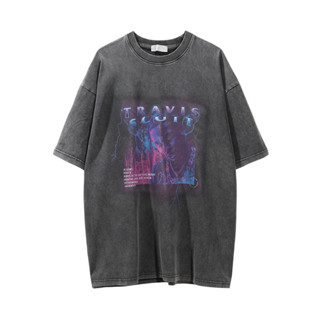 เสื้อยืดผู้ชายโอเวอร์ไซส์ travis scott album เสื้อy2k เสื้อมินิมอล เกาหลี สตรีท