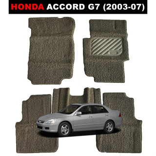 พรมดักฝุ่นไวนิล HONDA ACCORD G7 (2003-07) พรมดักฝุ่นในรถ เข้ารูป สีน้ำตาลเบจ ตรงรุ่นรถ 5ชิ้น