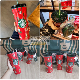 ของแท้ Starbucks holiday pineey cookie shop cold cup แก้วสตาบัคส์สีแดง ❤️❤️ ป้ายแท็กเกาหลี 🇰🇷