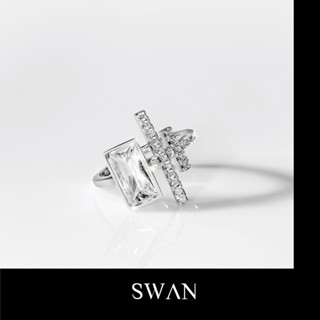 SWAN - Good Things Happen Ring แหวนตัวอักษรจีน แหวนเงินแท้ ฝังเพชรคิวบิกเซอร์โคเนีย cubic zirconia