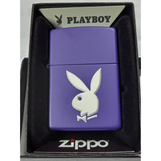 ZIPPO 49286 PLAY BOY  RABBIT HEAD PURPLE MATTE TEXTURE PRINT   สีม่วงเมทาลิค  ลายปริ๊นนูน3มิติ   ของใหม่ไม่ผ่านการใช้งาน