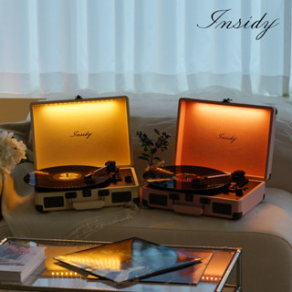 [Insidy🇰🇷]  Turntable เครื่องเล่นแผ่นเสียงไวนิล เครื่องเล่นแผ่นเสียงสไตล์กระเป๋าเดินทางย้อนยุค