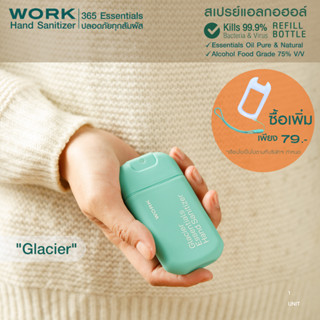 กลิ่นมินท์ 1ขวด สเปรย์แอลกอฮอล์ พกพา บำรุงมือ,WORK Hand Sanitizer Spray,Food Grade 75%v/v+Pure Essentials หอม