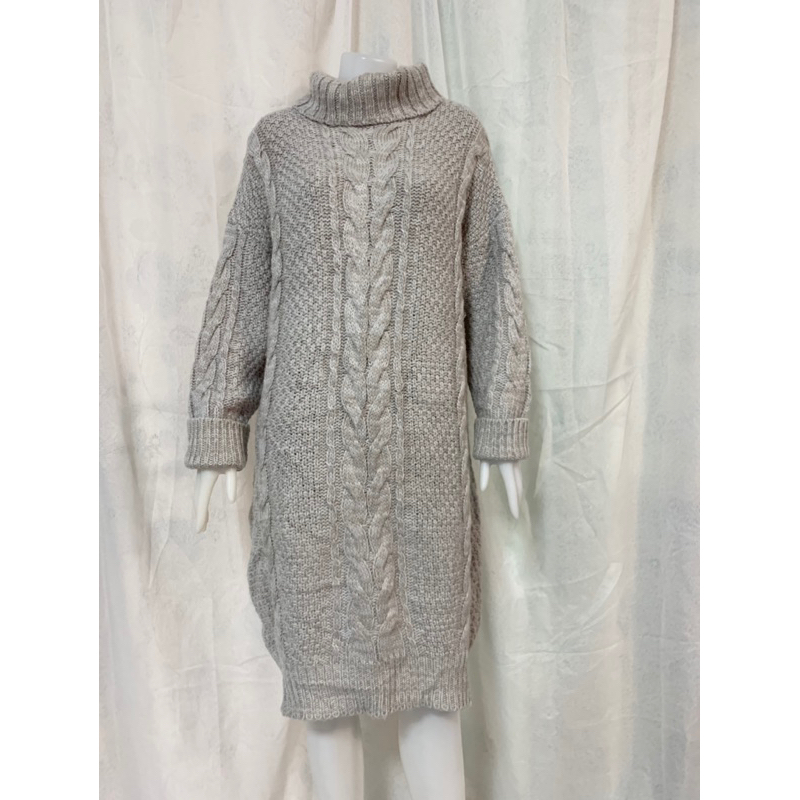 (SWY105)  มือสองค่ะ เดรสไหมพรม คอเต่า แบรนด์ NIKO  อก 48”  ⭐️มือสองค่ะ⭐️