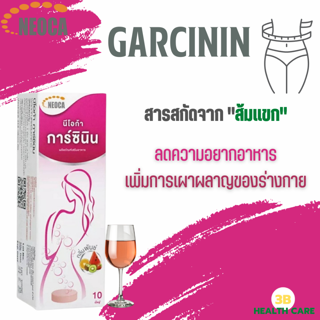 NEOCA GARCININ:การ์ซินิน เม็ดฟู่ลดความอยากอาหาร ช่วยเผาผลาญไขมันในร่างกายคุณ กลิ่นพั้นซ์ บรรจุ10เม็ด
