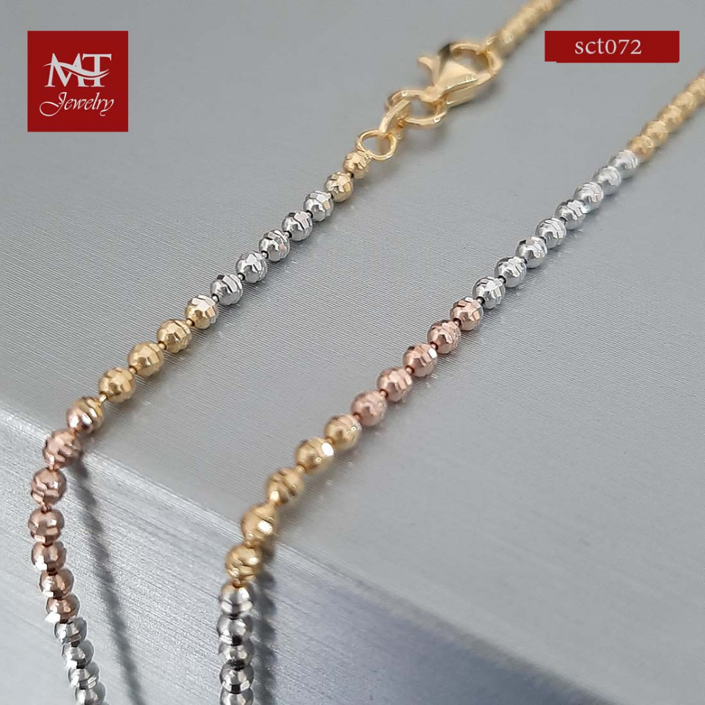 MT สร้อยคอเงินแท้ ดีไซน์ 3 กษัตริย์ งานอิตาลี ยาว 16 18 นิ้ว Tri color chain (sct072)​ MT Jewelry