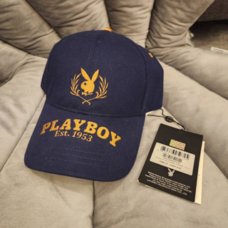 ✨NEW✨ หมวก แก๊ป เบสบอล แบรนด์ Brand Playboy Baseball Cap ผ้าหนังกลับ สีกรม น้ำเงิน ปัก Logo แท้