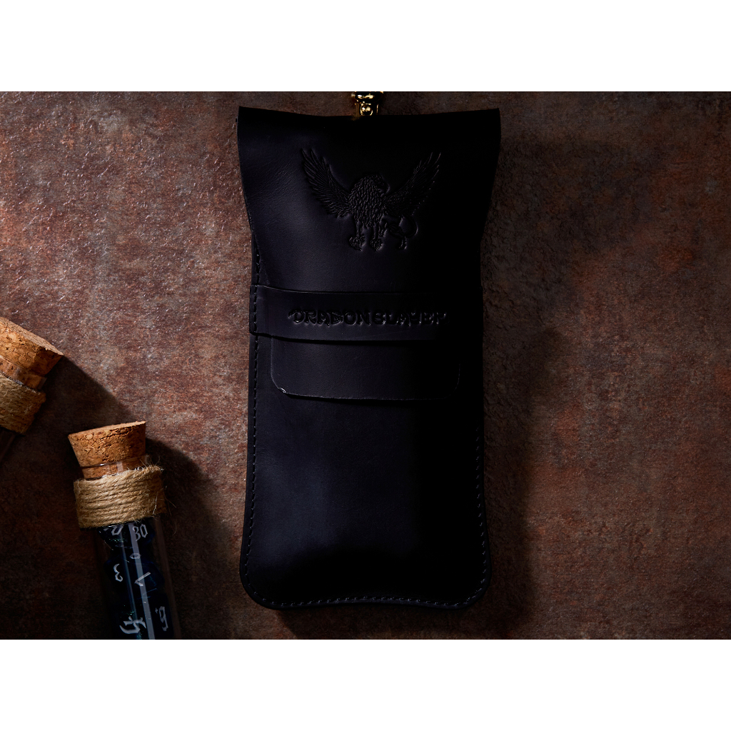 Griffen RPG Double Potion Bag | Large Dice Bag | Black Leather Bag With Dice Potion Flask Set | Dice