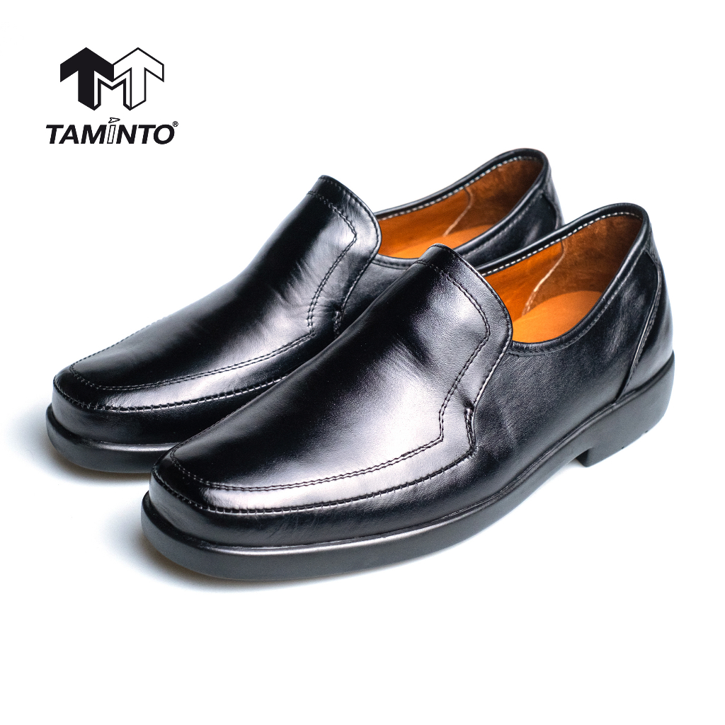 ส่งฟรี!! Taminto รองเท้าผู้ชาย หนังแท้ แบบสวม คัชชู ทำงาน หัวตัด B5166 Men's Loafers