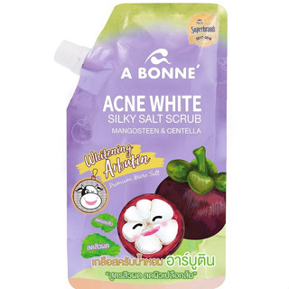 A BONNE Acne White Silky Salt Scrub Mangosteen &amp; Centella 100g  สารสกัดมังคุด ใบบัวบก 100กรัม