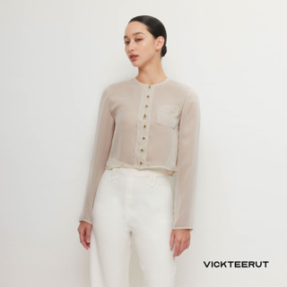 VICKTEERUT Re-Edition Long Sleeve Front Button Blouse เสื้อแขนยาว ตกแต่งกระดุมหน้า