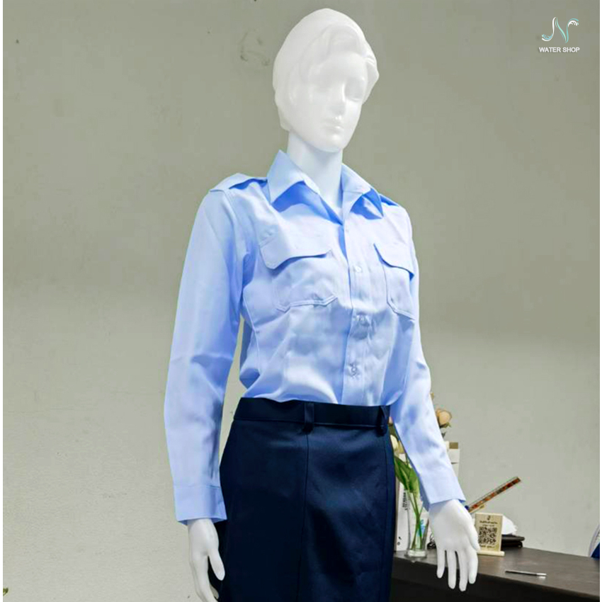 ชุดพนักงานราชการแขนยาวสีขาว(ผู้หญิง) พร้อมส่ง