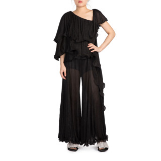 SHU APPAREL OFF SHOULDER BLOUSE WITH PANTS SETS #1 - BLACK