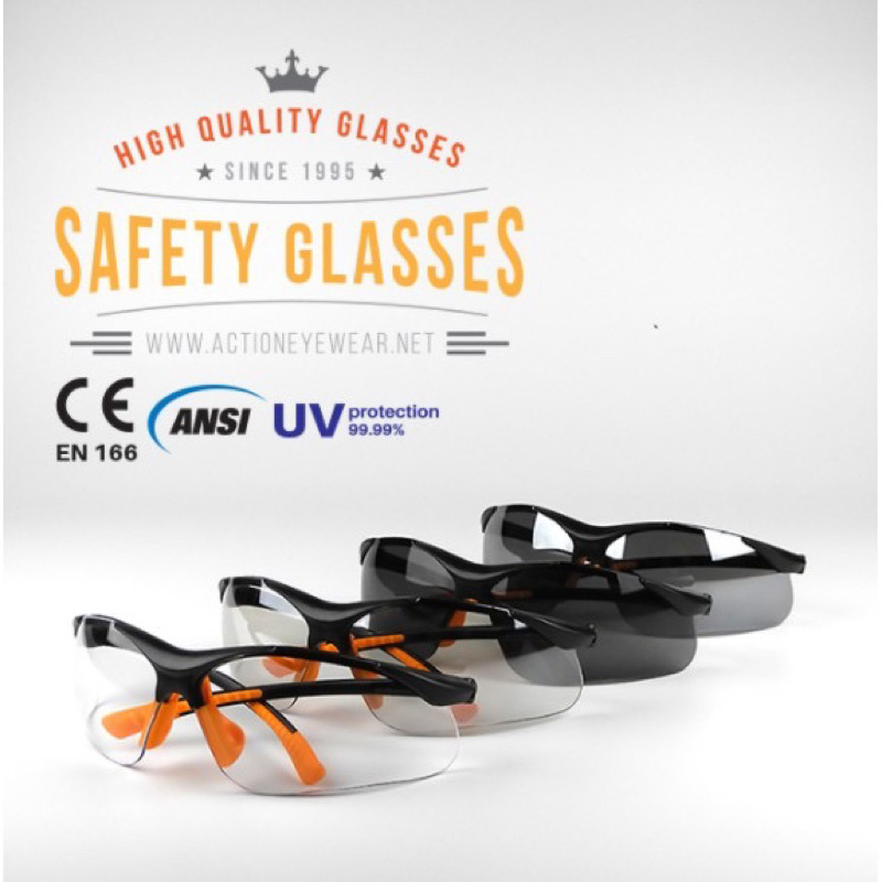 แว่นตานิรภัย แบรนด์  Action Eyewear รุ่น : 741 AF (กันฝ้า 100%)  มีของแถมให้ทุกออเดอร์ค่ะ
