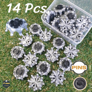 ปุ่มรองเท้ากอล์ฟ 14 pcs.  Spikes golf cleats Pins performance  insert system.(gray)