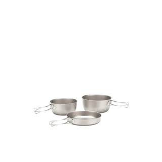 Snow peak Titanium 3 piece cooker (STW-001T) ชุดเซ็ตหม้อ+กระทะไททาเนียม 3 ชิ้น