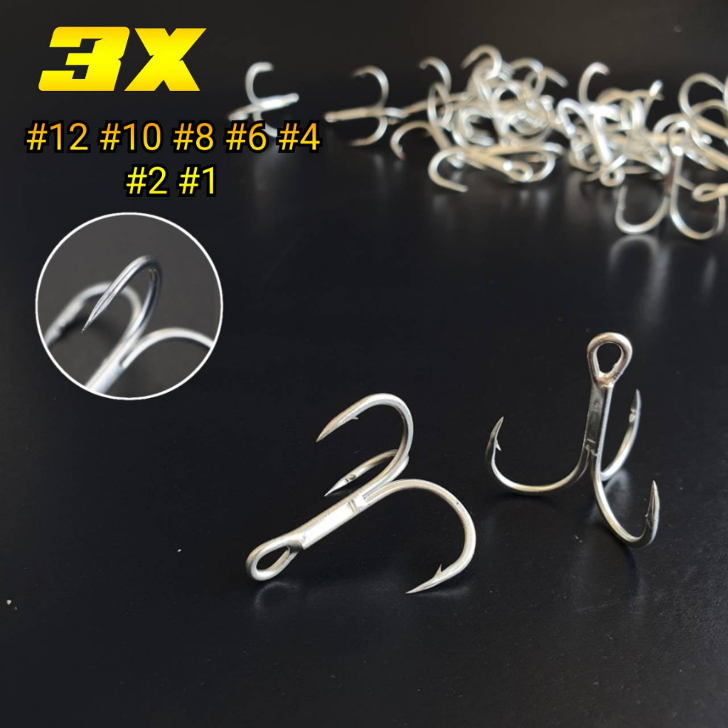 เบ็ดสามทาง 3x มีให้เลือกหลายขนาด เบอร์12 ถึง เบอร์1  เบาแข็งคม ตัวเบ็ด 3 ทาง ตัวเบ็ด3ทาง 3x เบ็ดสามท