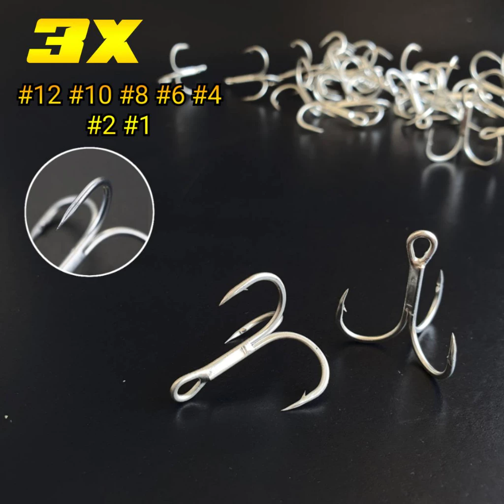 เบ็ดสามทาง 3x มีให้เลือกหลายขนาด เบอร์12 ถึง เบอร์1 เบาแข็งคม ตัวเบ็ด 3 ทาง ตัวเบ็ด3ทาง 3x เบ็ดสามทางใส่เหยื่อปลอม R82