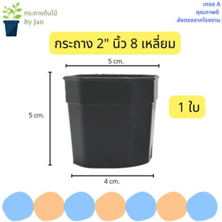 กระถาง 8 เหลี่ยม ขนาด 2 นิ้ว สีดำ สำหรับใส่แคนตัส ต้นไม้จิ๋ว มินิมอล สวย แท้ แน่นอน