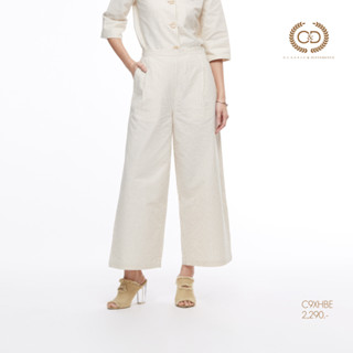 C&amp;D Cotton Pants ทรง Basic Pants ขายาว เนื้อผ้าคอตตอน สีเบจ ปักลายMinimal (C9XHBE)