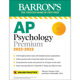 Chulabook(ศูนย์หนังสือจุฬาฯ) |C321หนังสือ 9781506278513 AP PSYCHOLOGY PREMIUM, 2022-2023: 6 PRACTICE TESTS + COMPREHENSIVE REVIEW + ONLINE PRACTICE