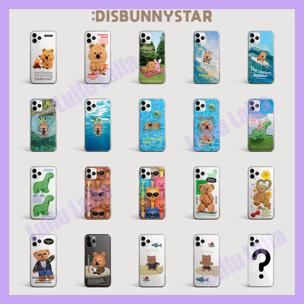 🇰🇷 【 Disbunnystar Clear Jelly Phone Case Collection 5 】 Cute Couple Thin Light Compatible for iPhone 14 Series Added Galaxy Samsung Note 14pro 13 S22