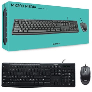 ชุดคีย์บอร์+เมาส์มีสาย LOGITECH MK200 MEDIA