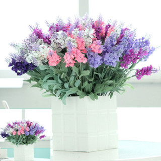 AG 10 Heads 1 ช่อดอกไม้ Faux Silk Lavender Fake Garden Plant ดอกไม้ตกแต่งบ้าน