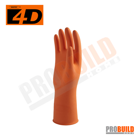 ถุงมือยาง สีส้ม MASTER GLOVE 4D (#L 12คู่)