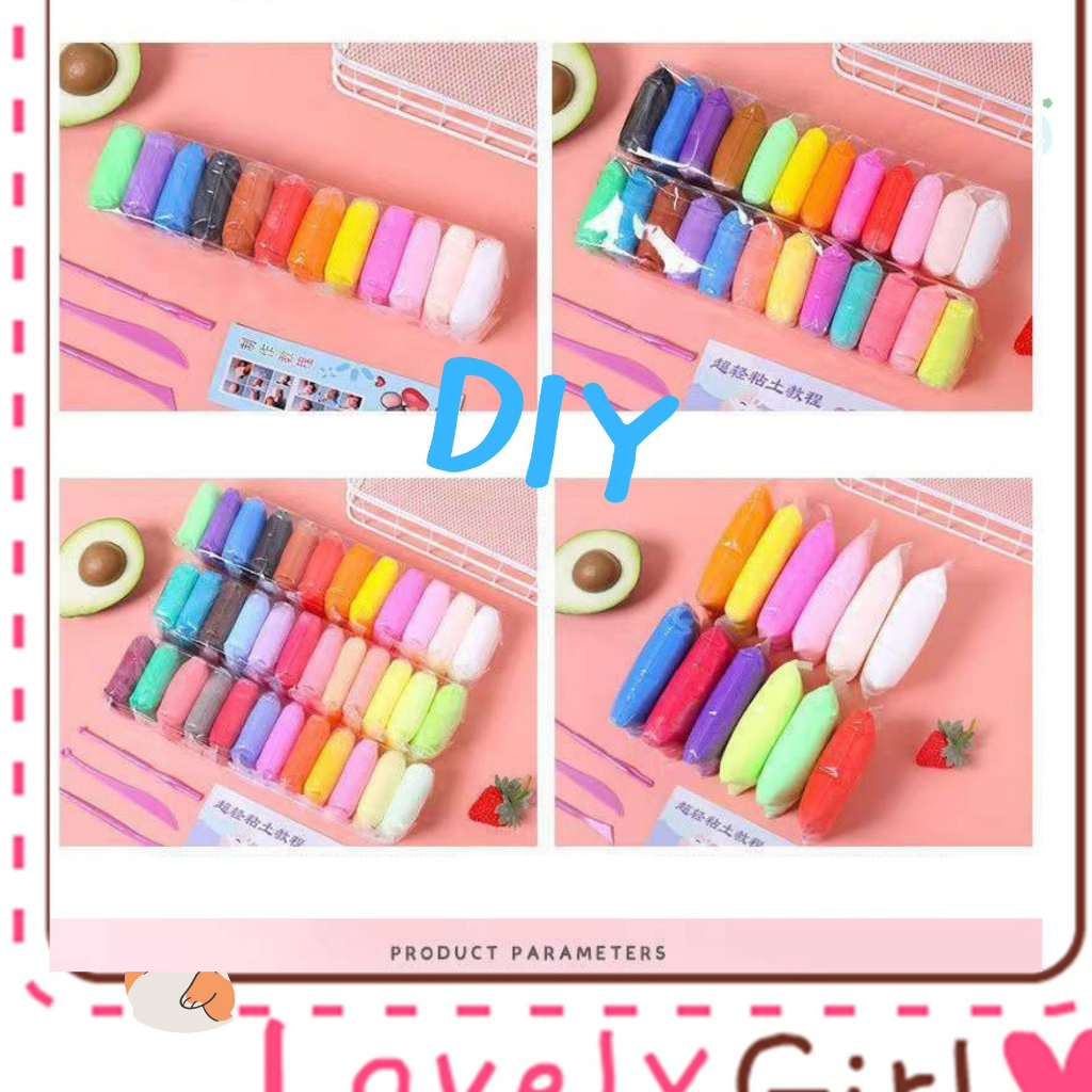 ดินเบา 36 24 12 สี + อุปกรณ์ไม้ปั้น 3 ชิ้น ปลอดภัยไร้สารพิษ ดินญี่ปุ่น Magic Clay DIY ดินน้ำมัน การฝีมือ ดินน้ำมัน