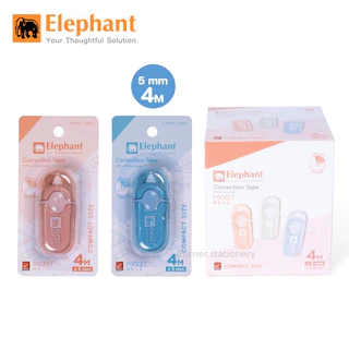 เทปลบคำผิดตราช้าง รุ่นพ็อคเก็ต pocket กว้าง 5 มม.ยาว 4 เมตร คละสี เนื้อสีขาว correction tape
