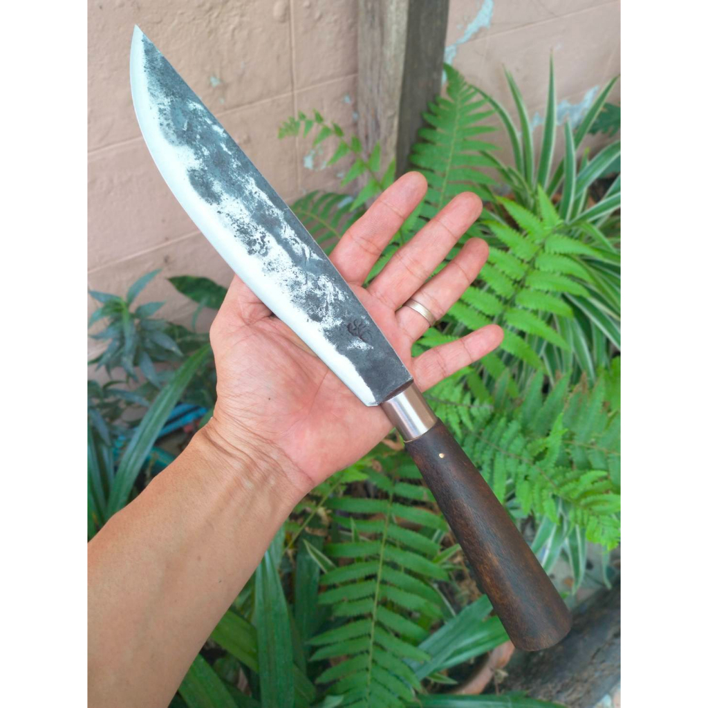 มีดเหน็บ อีเหน็บ (E-Nep) มีดเดินป่า มีดควาญ มีดพก มีดแคมป์ มีดใบตาย 8.9” SUP9 ผิวไฟ ด้ามไม้ประดู่รมด