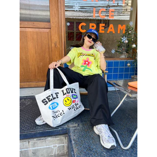 Lazy - cc - Tote bag กระเป๋าผ้าแคนวาสลายน่ารัก POSITIVE / SELF LOVE 😋