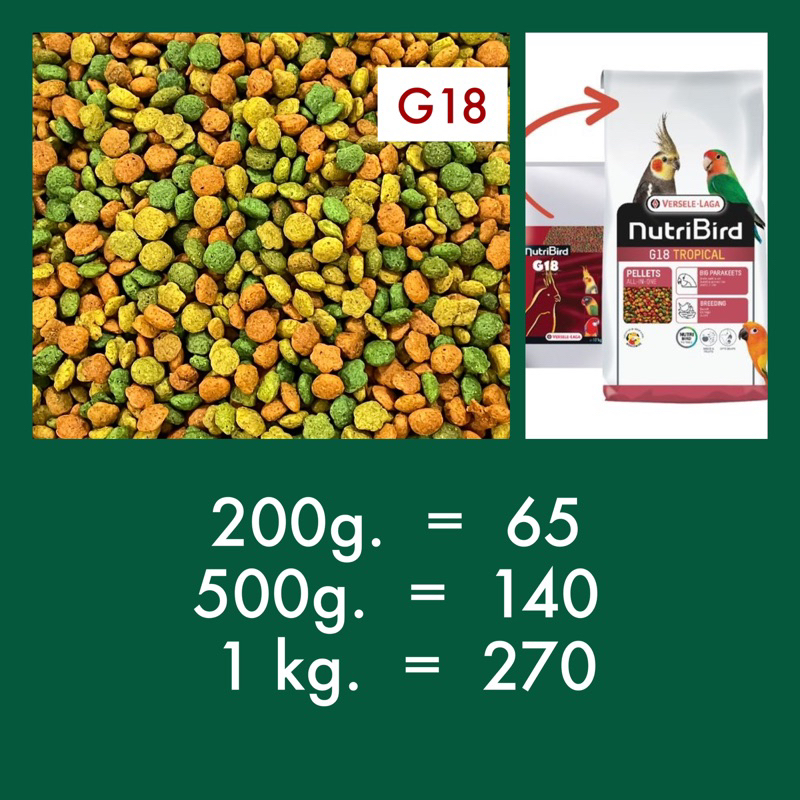 ⓅⓀⒻ (แบ่งบรรจุ) NutriBird G18 tropical อาหารนก นูทรีเบิร์ดจี18