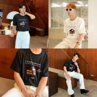 THEBOY-CHOCOLATE CAKE เสื้อยืดโอเวอร์ไซส์ไหล่ตก