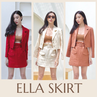 SelectedLook Ella Skirt กระโปรงลินินแท้ พร้อมเข็มขัดเข้าเซ็ต