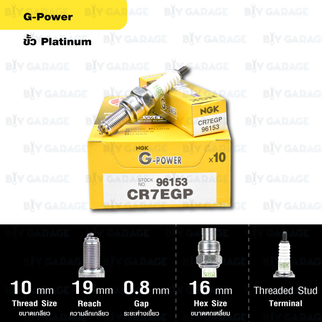 หัวเทียน NGK รุ่น G-POWER ขั้ว Platinum【 CR7EGP 】Yamaha Mio 125 (2010-2012) / Nouvo Elegance (2008-2