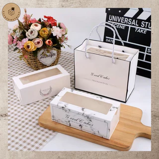 กล่องเบเกอรี่ ลิ้นชัก หน้าต่างใส | 10 ใบ | กล่องใส่ขนม คุกกี้ ของขวัญ พิมพ์ลาย | Drawer Bakery Box